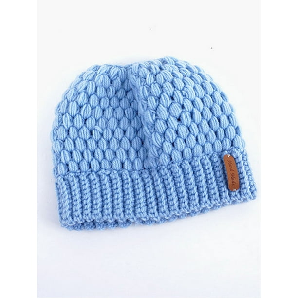 Women's Girl Winter Stretch Knit Hat Messy Bun Ponytail Beanie Holey Warm Hat Women's Girl Winter Stretch Knit Hat Messy Bun Ponytail Beanie Holey Warm Hat